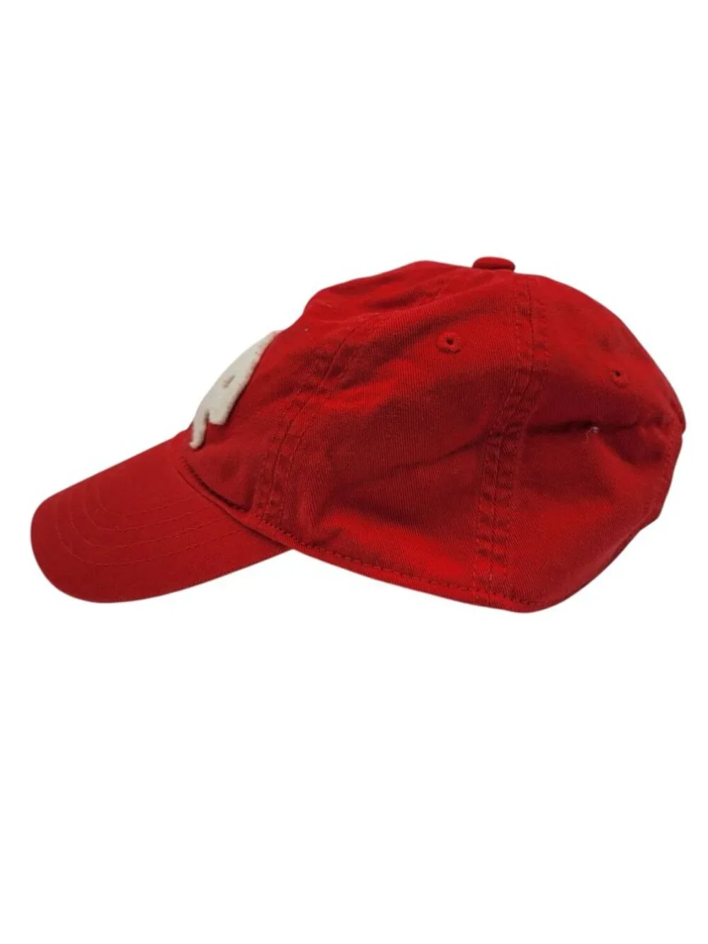 GAP Kids Baseball Hat Red Small Medium Applique White Spell Out Hook Loop Logo